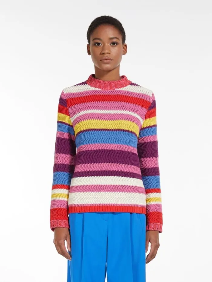 Woman Striped Cotton Knit Multicolour Maxmara Knitwear And Sweatshirts