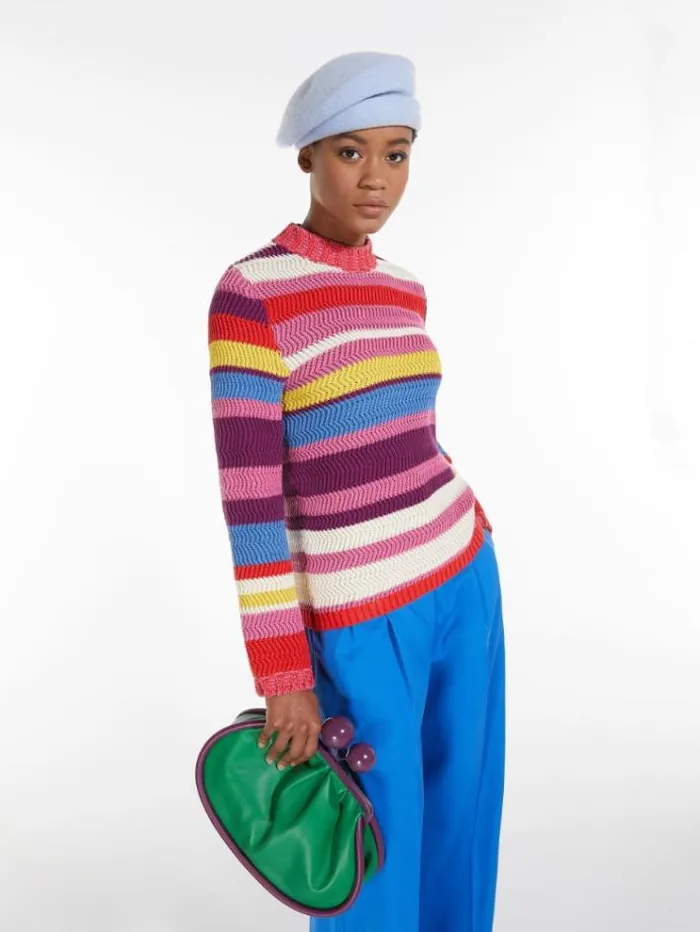 Woman Striped Cotton Knit Multicolour Maxmara Knitwear And Sweatshirts Woman Striped Cotton Knit Multicolour Maxmara Knitwear And Sweatshirts