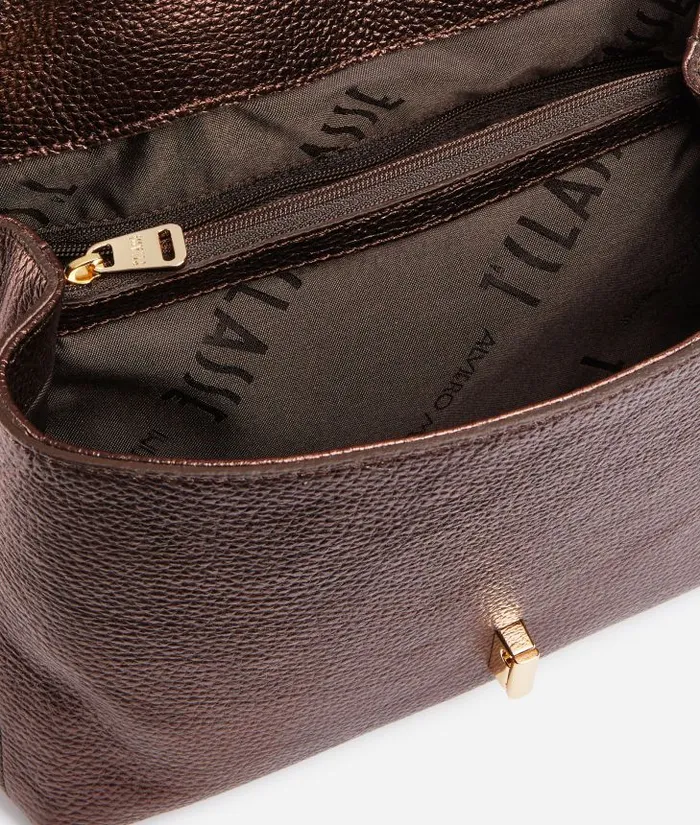 Woman Top Handle Bags Alviero Martini New Moon Leather Flap Handbag Brown