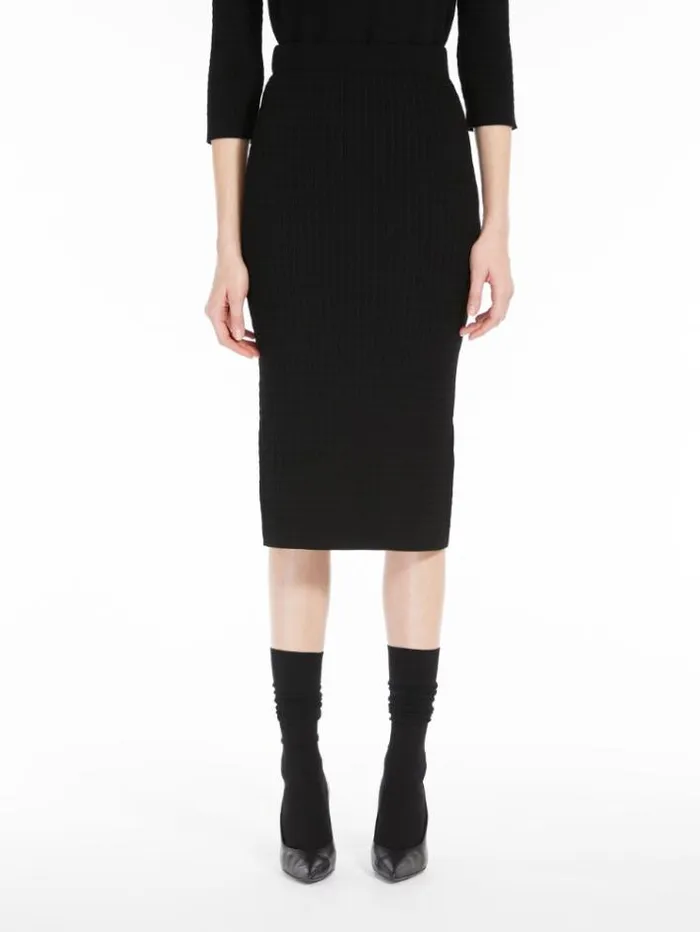 Woman Viscose Bodycon Skirt Black Maxmara Skirts