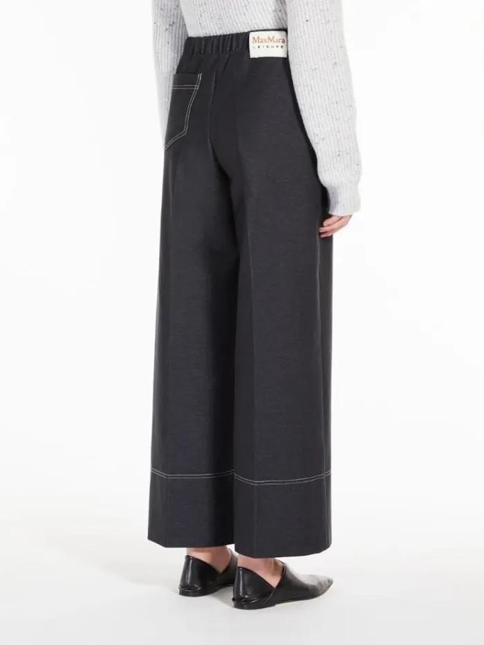 Woman Wideleg Denimjersey Trousers Dark Grey Maxmara Trousers