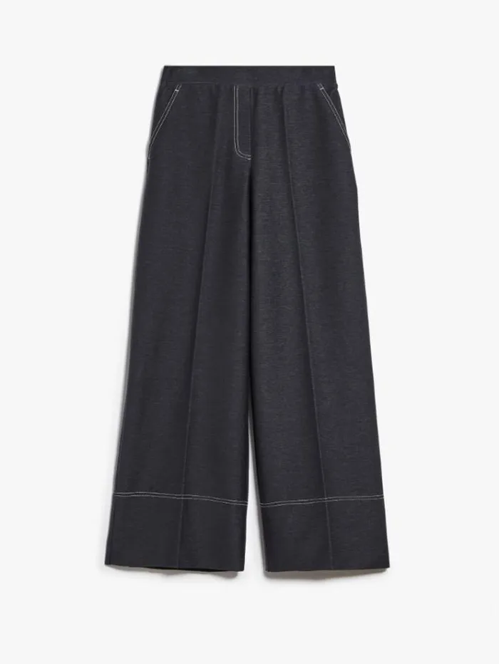 Woman Wideleg Denimjersey Trousers Dark Grey Maxmara Trousers