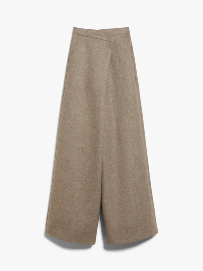 Woman Wide Wool And Cashmere Trousers Sand Maxmara Trousers