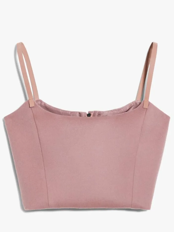 Woman Wool And Cashmere Crop Top Pink Maxmara Shirts And Tops