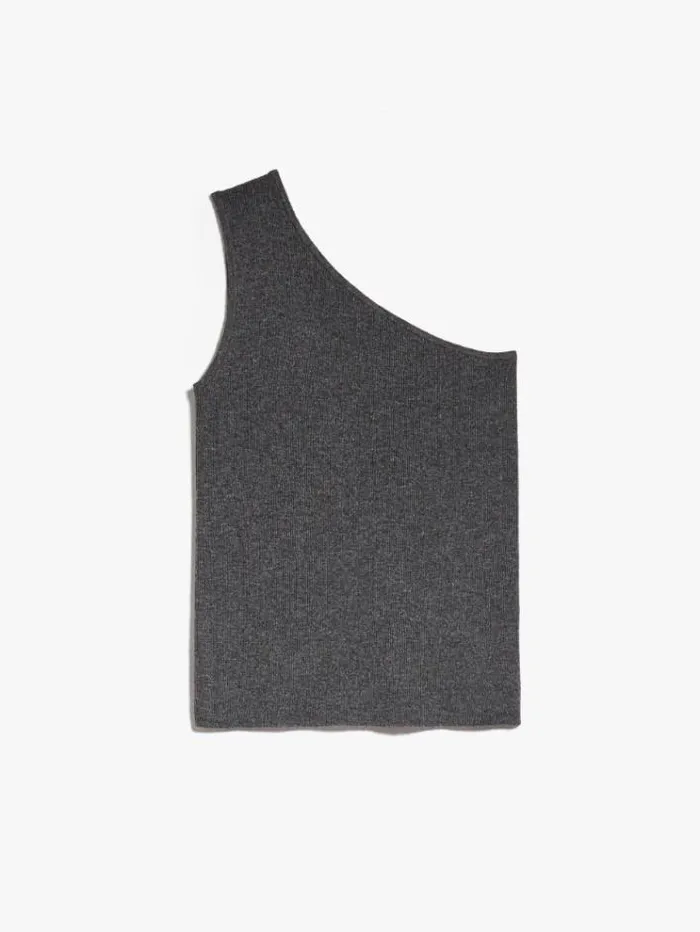Woman Wool And Cashmere Oneshoulder Top Dark Grey Maxmara Knitwear And Sweatshirts