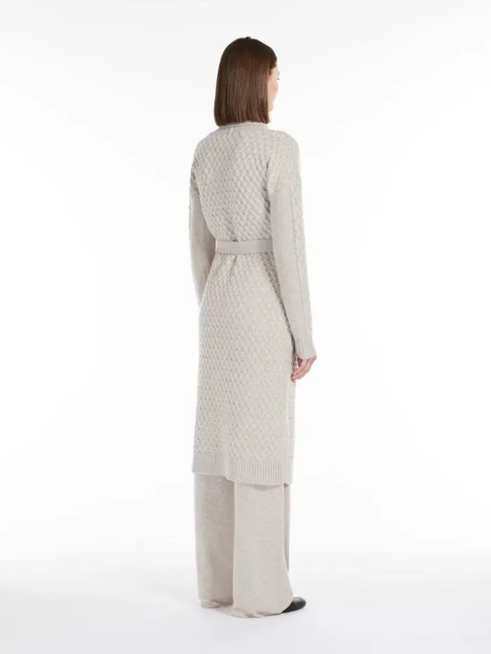 Woman Wool And Cashmere Yarn Maxi Cardigan Beige Maxmara Knitwear And Sweatshirts Woman Wool And Cashmere Yarn Maxi Cardigan Beige Maxmara Knitwear And Sweatshirts