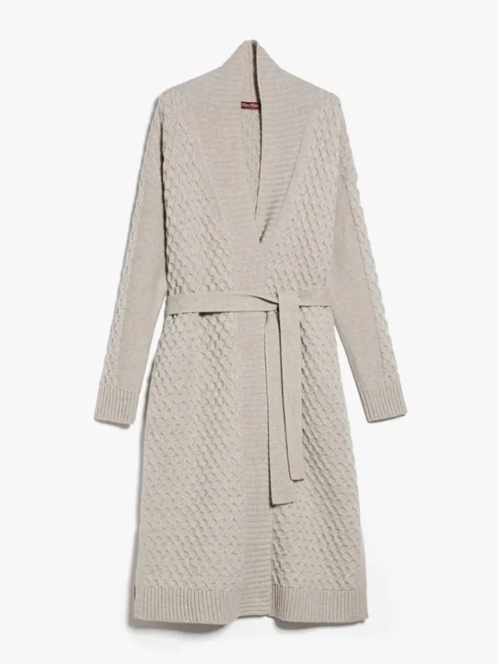 Woman Wool And Cashmere Yarn Maxi Cardigan Beige Maxmara Knitwear And Sweatshirts Woman Wool And Cashmere Yarn Maxi Cardigan Beige Maxmara Knitwear And Sweatshirts