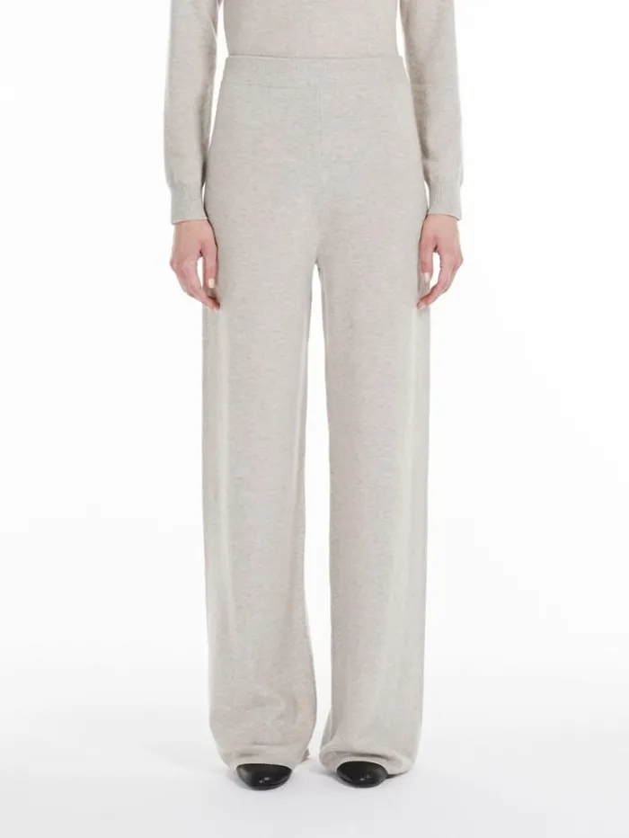 Woman Wool And Cashmere Yarn Trousers Beige Maxmara Trousers