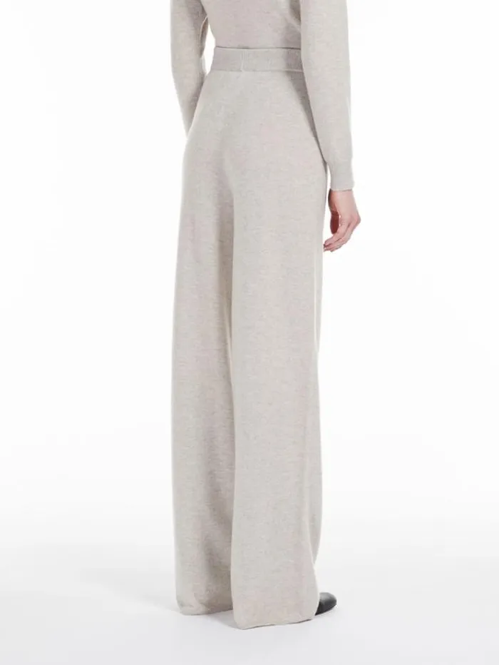 Woman Wool And Cashmere Yarn Trousers Beige Maxmara Trousers
