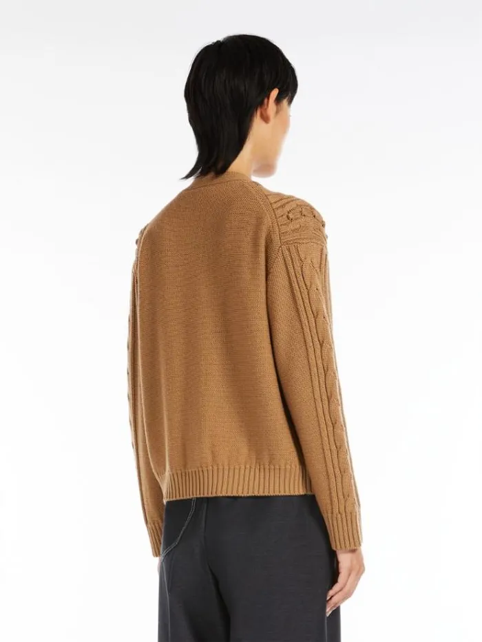 Woman Wool Yarn Cardigan Camel Maxmara Knitwear And Sweatshirts Woman Wool Yarn Cardigan Camel Maxmara Knitwear And Sweatshirts