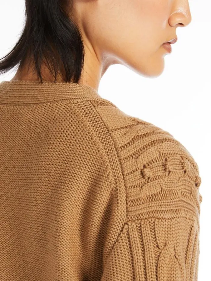 Woman Wool Yarn Cardigan Camel Maxmara Knitwear And Sweatshirts Woman Wool Yarn Cardigan Camel Maxmara Knitwear And Sweatshirts