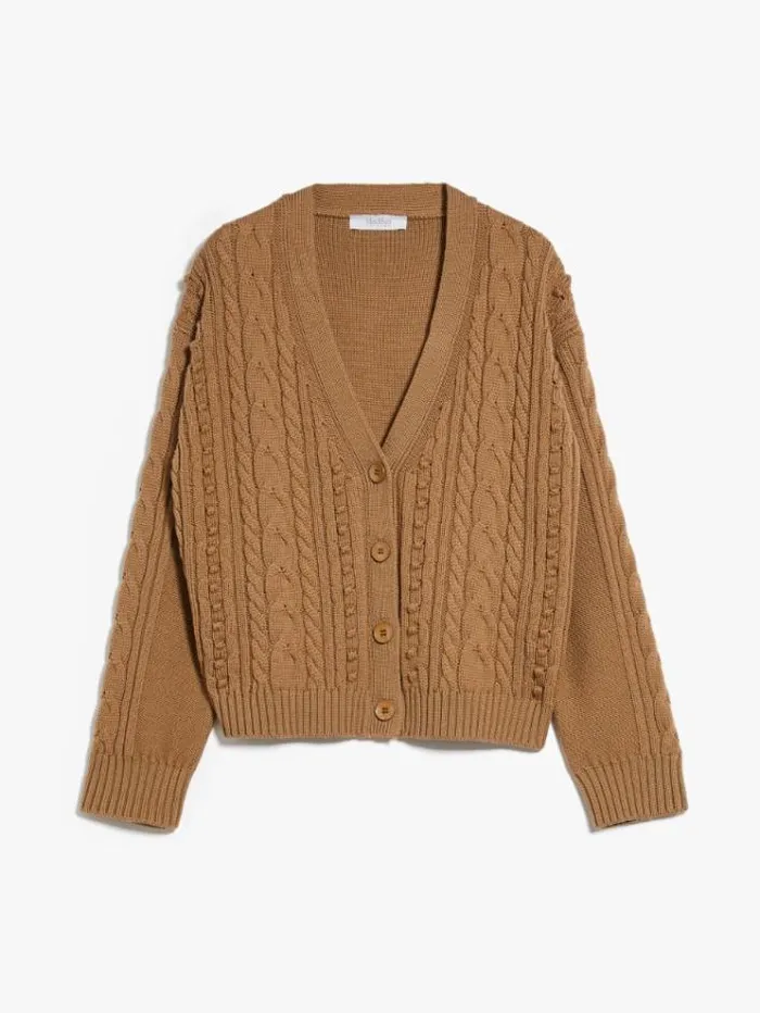 Woman Wool Yarn Cardigan Camel Maxmara Knitwear And Sweatshirts Woman Wool Yarn Cardigan Camel Maxmara Knitwear And Sweatshirts