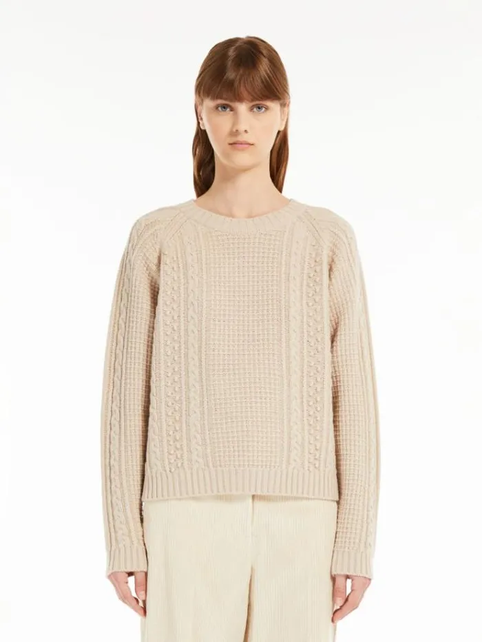 Woman Wool Yarn Sweater Beige Maxmara Knitwear And Sweatshirts