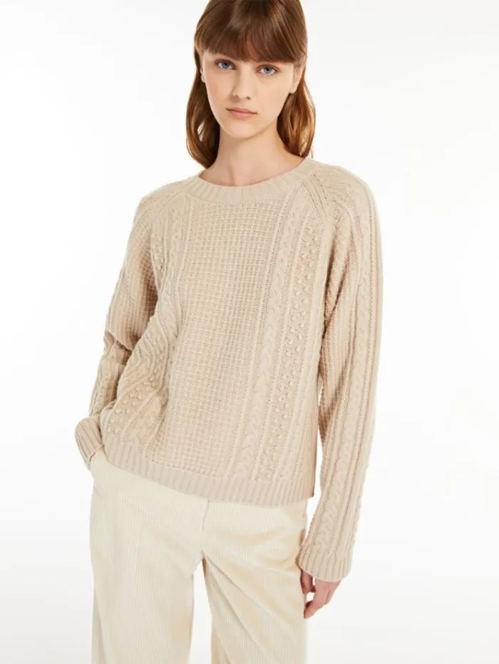 Woman Wool Yarn Sweater Beige Maxmara Knitwear And Sweatshirts Woman Wool Yarn Sweater Beige Maxmara Knitwear And Sweatshirts