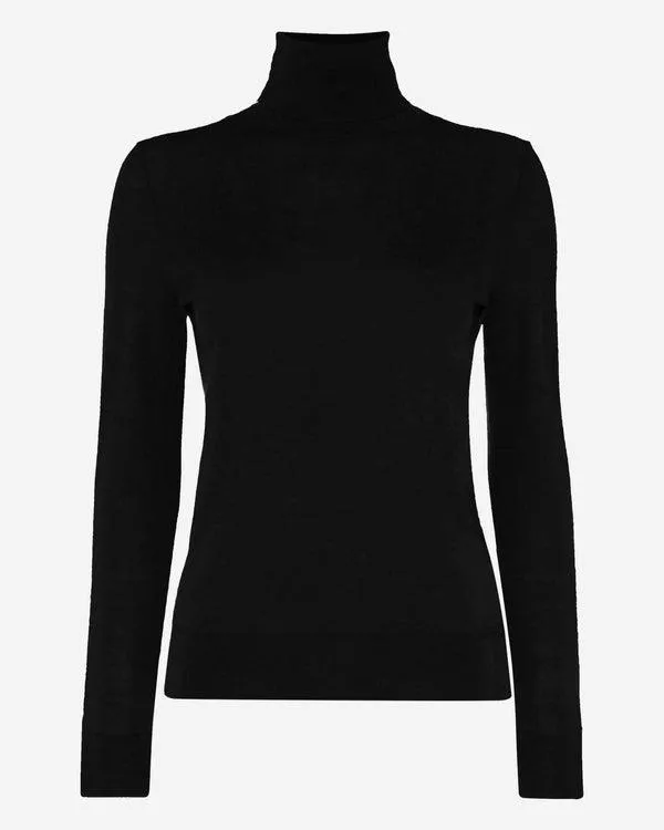 Women 007 Superfine Roll Neck Cashmere JumperIn Black Black NPeal Turtle Necks