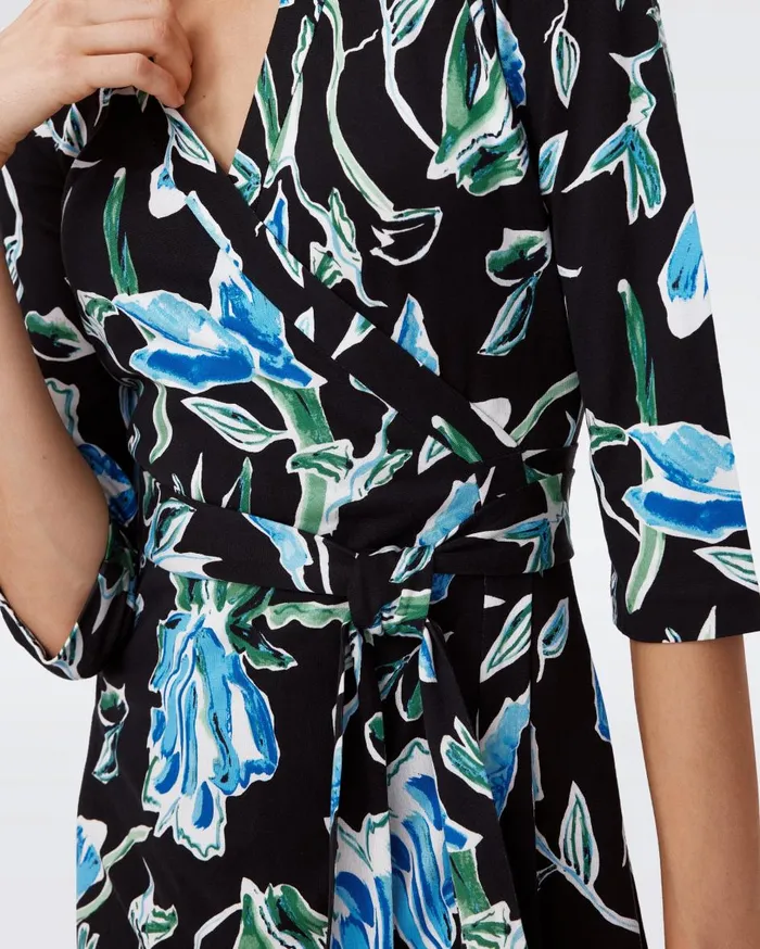 Women Abigail Silk Jersey Maxi Wrap Dress Huge Tulip Fields Blue DVF Dresses