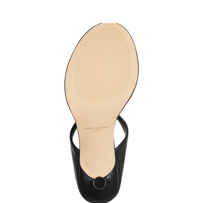 Women Alonde Heeled Slide Sandal Black Leather Marc Fisher Sandals
