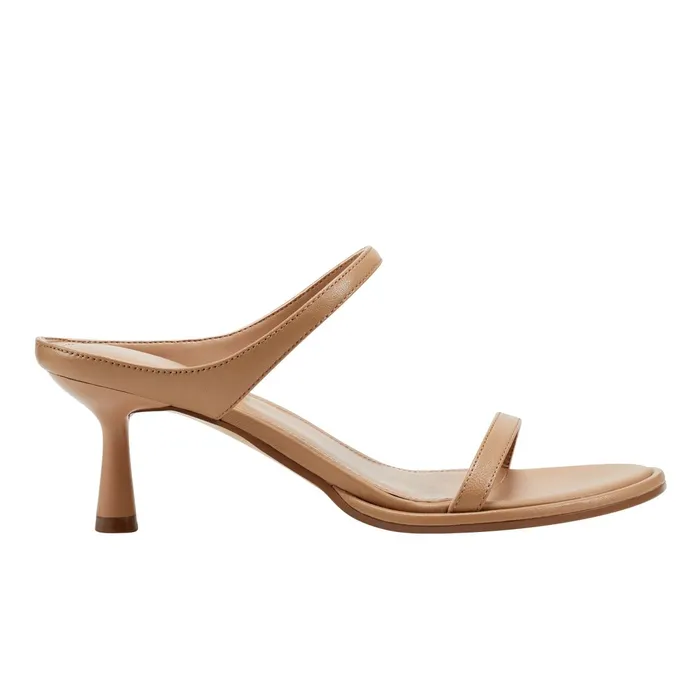 Women Alonde Heeled Slide Sandal Medium Natural Leather Marc Fisher Sandals