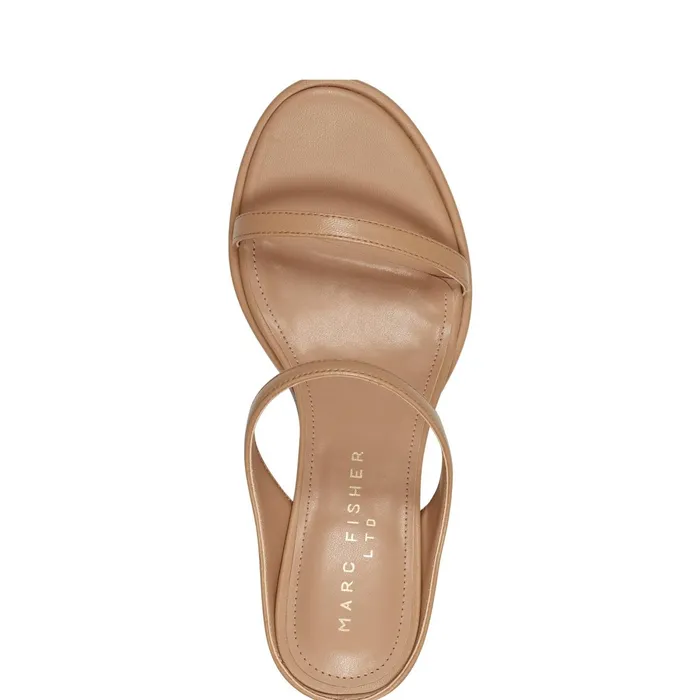 Women Alonde Heeled Slide Sandal Medium Natural Leather Marc Fisher Sandals