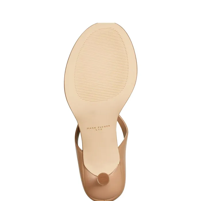 Women Alonde Heeled Slide Sandal Medium Natural Leather Marc Fisher Sandals
