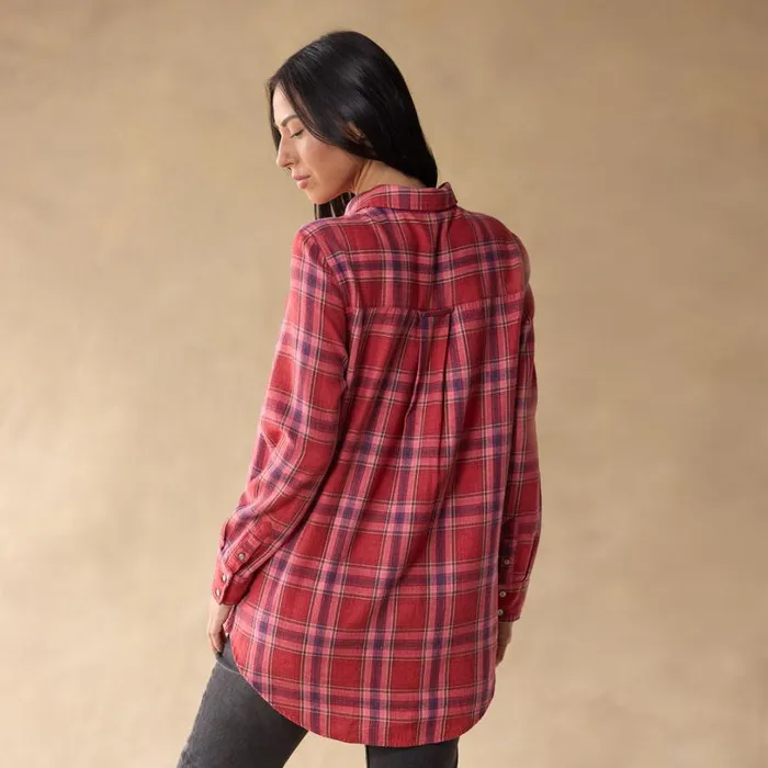 Women Amadi Plaid Tunic Petite Red Plaid Sundance Catalog Petite Styles