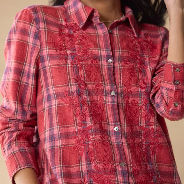 Women Amadi Plaid Tunic Petite Red Plaid Sundance Catalog Petite Styles