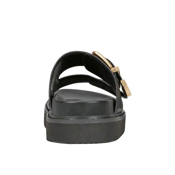 Women Amirra Buckle Slide Sandal Black Leather Marc Fisher Sandals