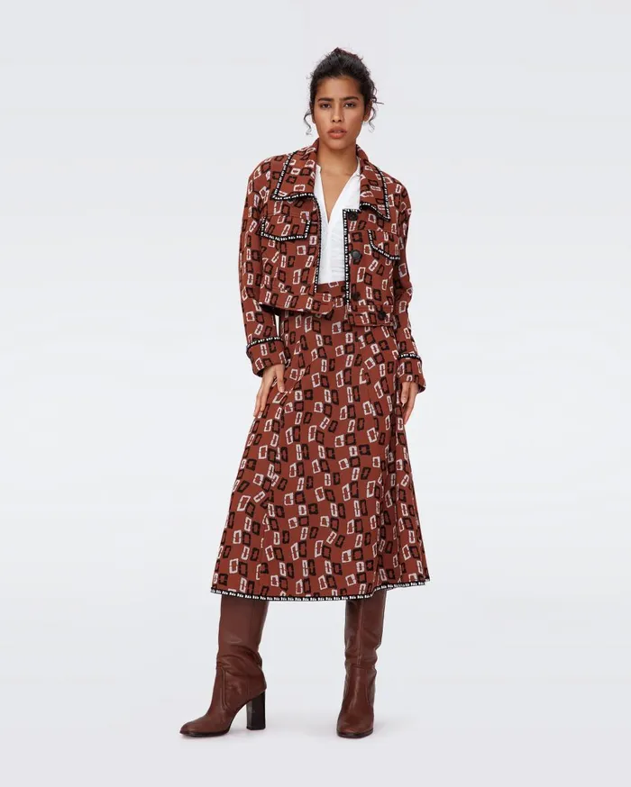 Women Aphrodite Skirt Chain Spots Brown DVF Skirts
