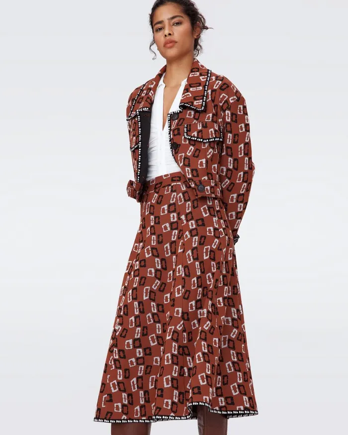 Women Aphrodite Skirt Chain Spots Brown DVF Skirts