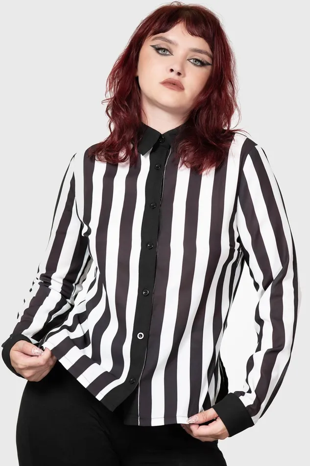 Women Basics Killstar Stripe Down Shirt