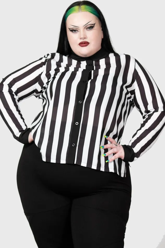 Women Basics Killstar Stripe Down Shirt