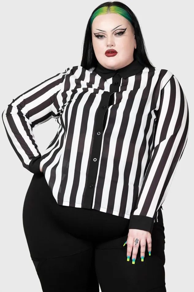 Women Basics Killstar Stripe Down Shirt