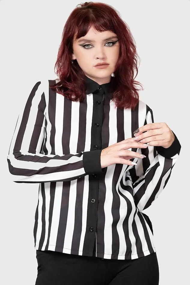 Women Basics Killstar Stripe Down Shirt