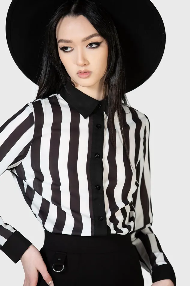 Women Basics Killstar Stripe Down Shirt