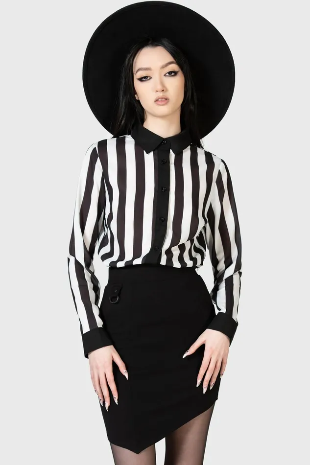 Women Basics Killstar Stripe Down Shirt