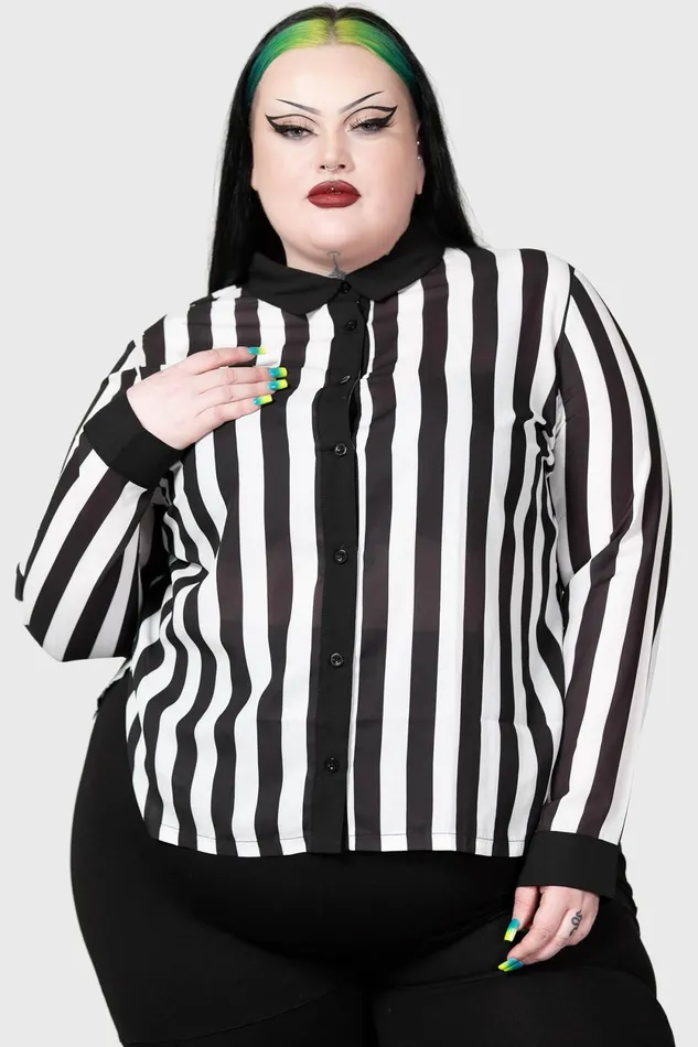 Women Basics Killstar Stripe Down Shirt