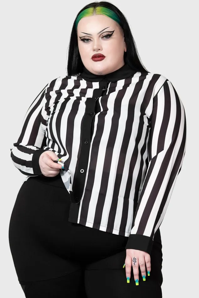 Women Basics Killstar Stripe Down Shirt