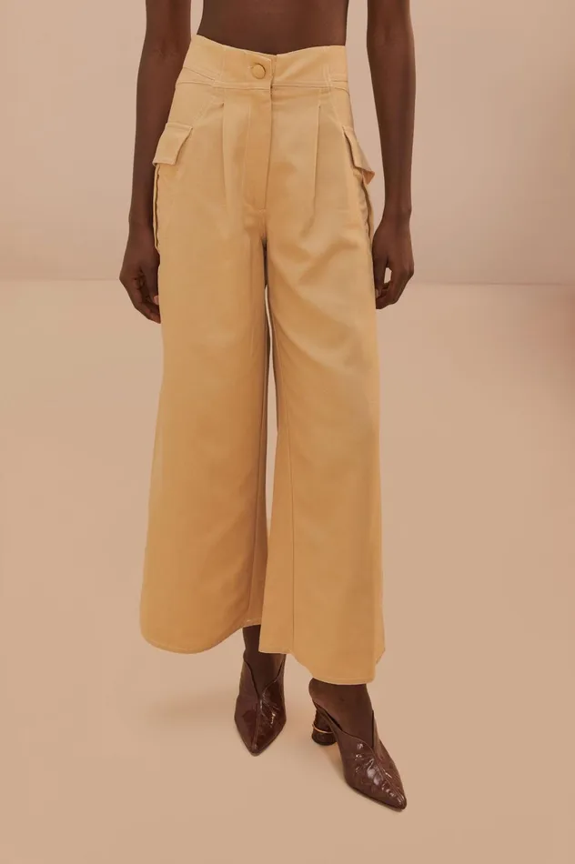 Women Beige Topstitch Low Waist Pants Beige FARM Rio Pants
