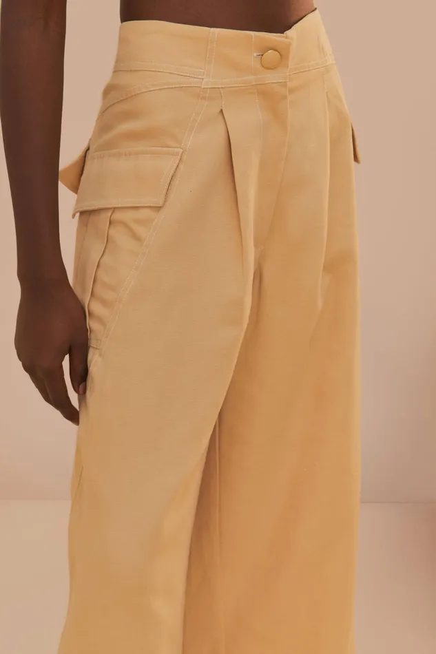 Women Beige Topstitch Low Waist Pants Beige FARM Rio Pants