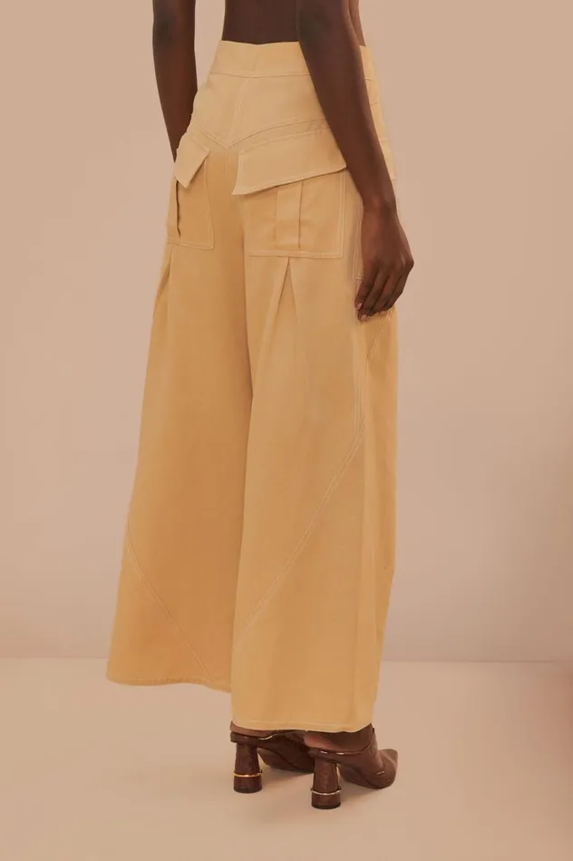 Women Beige Topstitch Low Waist Pants Beige FARM Rio Pants