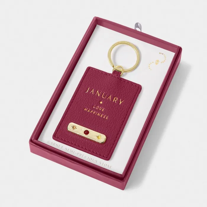 Women Birthstone Collection Katie Loxton January Birthstone Keyring In Deep Red