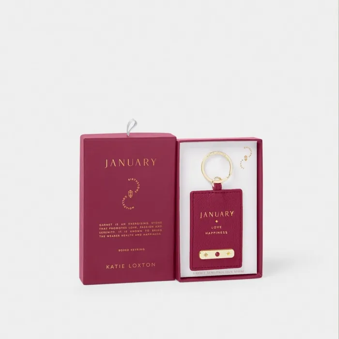 Women Birthstone Collection Katie Loxton January Birthstone Keyring In Deep Red