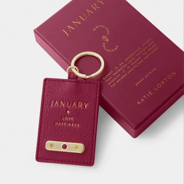 Women Birthstone Collection Katie Loxton January Birthstone Keyring In Deep Red