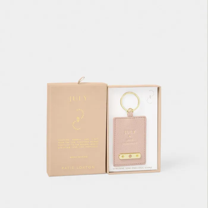 Women Birthstone Collection Katie Loxton July Birthstone Keyring In Nude Pink