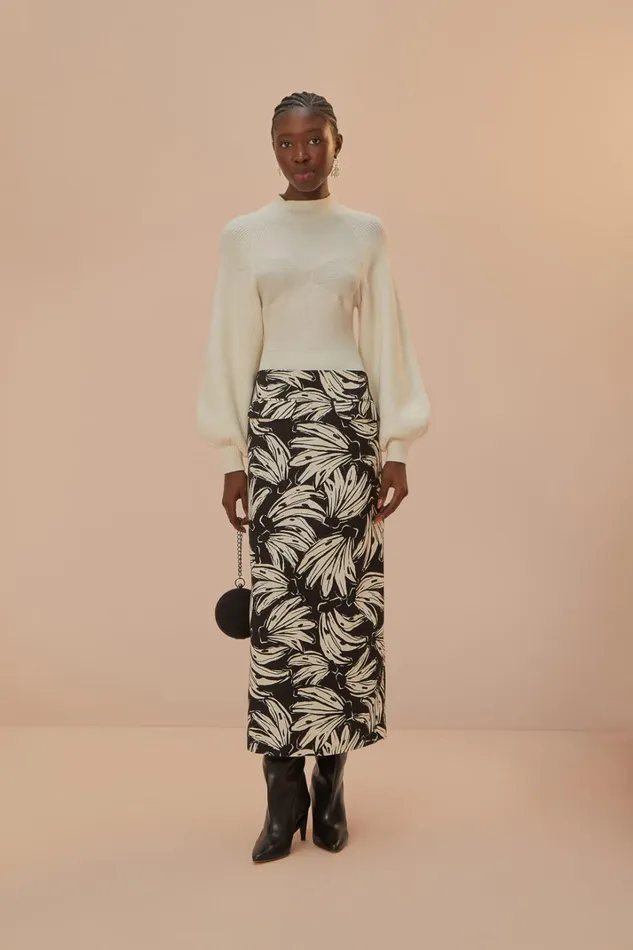 Women Black Bossa Banana Low Waisted Maxi Skirt Bossa Banana Black FARM Rio Skirts