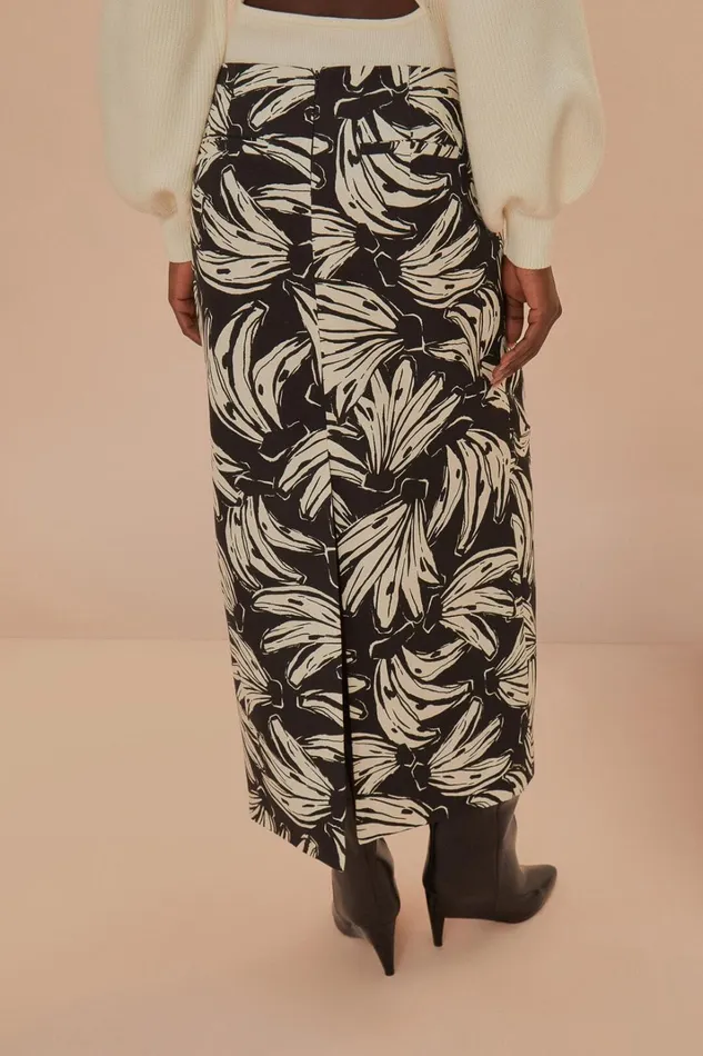 Women Black Bossa Banana Low Waisted Maxi Skirt Bossa Banana Black FARM Rio Skirts