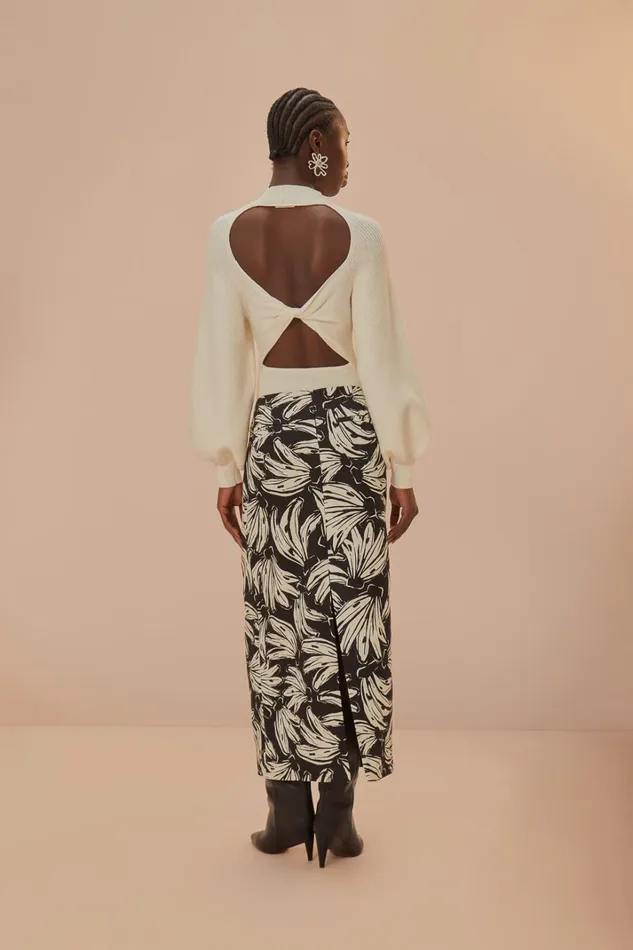 Women Black Bossa Banana Low Waisted Maxi Skirt Bossa Banana Black FARM Rio Skirts