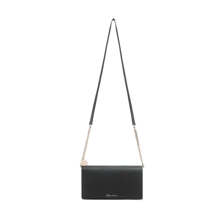 Women Black Leather Crossbody Bag Santoni Bags