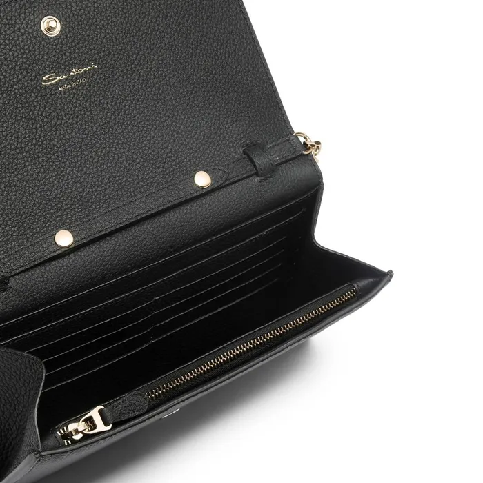 Women Black Leather Crossbody Bag Santoni Bags