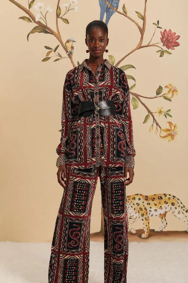 Women Black Snake Scarves Pleated Pants Snake Scarves Black FARM Rio Pants